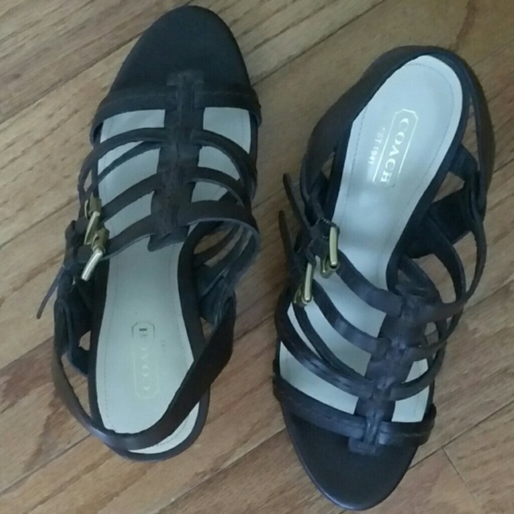 COACH WOMEN Shoes High Heel Strap brown Sandal 9 - Picture 3 of 6